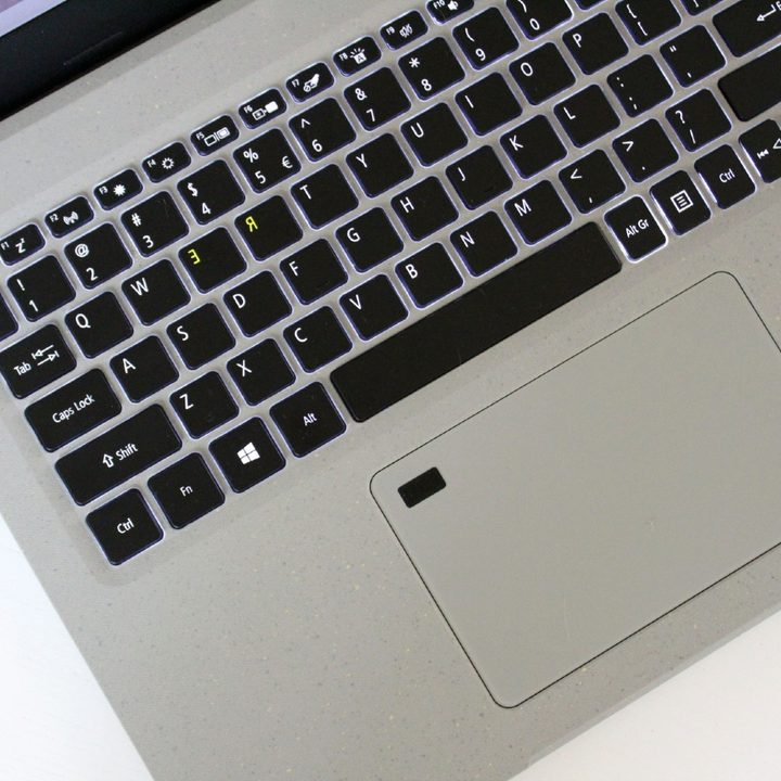 A top-down view of the keyboard of the Acer Aspire Vero.