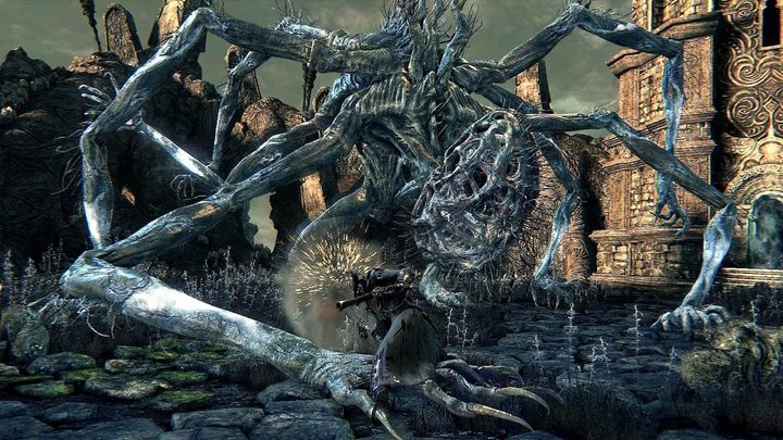 A hunter facing off against an amygdala.