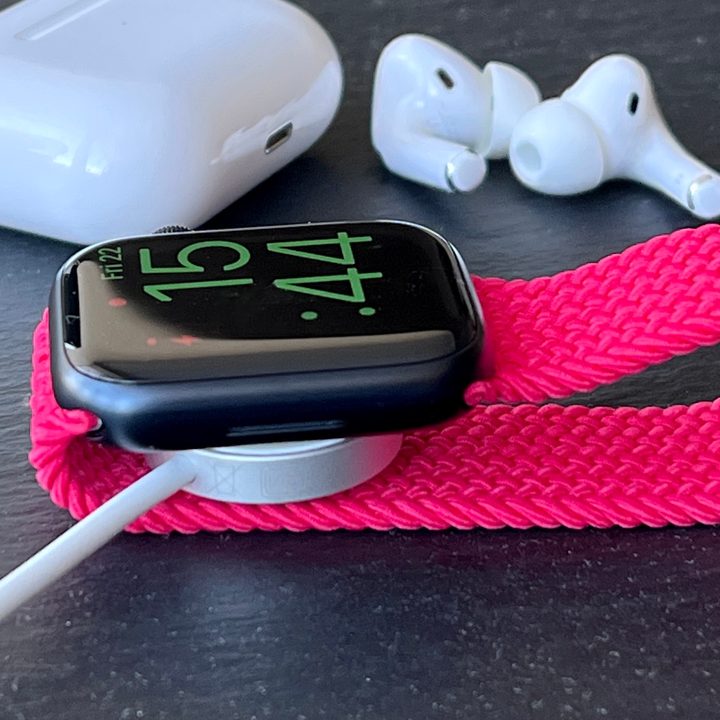 Apple Watch Series 7 on charge.