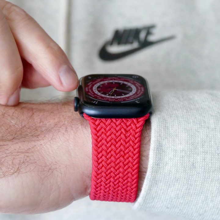 Apple Watch Series 7 on wrist from the back.