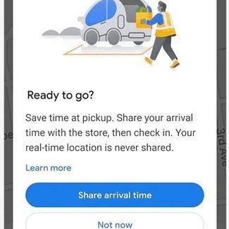 Screenshot of Google Maps Arrival Time Share feature.