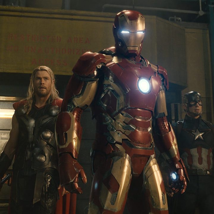 Thor, Iron Man, and Captain America in Avengers: Age of Ultron.