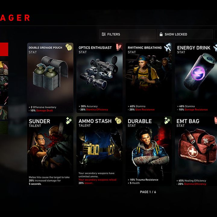 Card menu in Back 4 Blood.