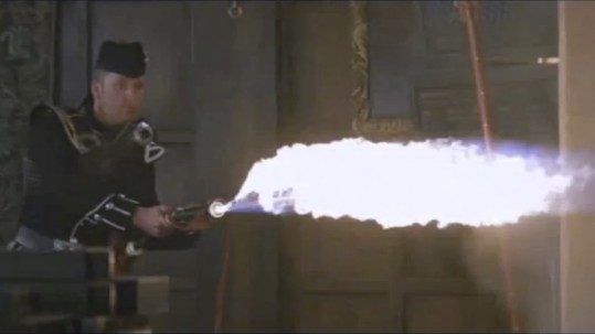 The flamethrower bagpipes from James Bond's The World is Not Enough film.
