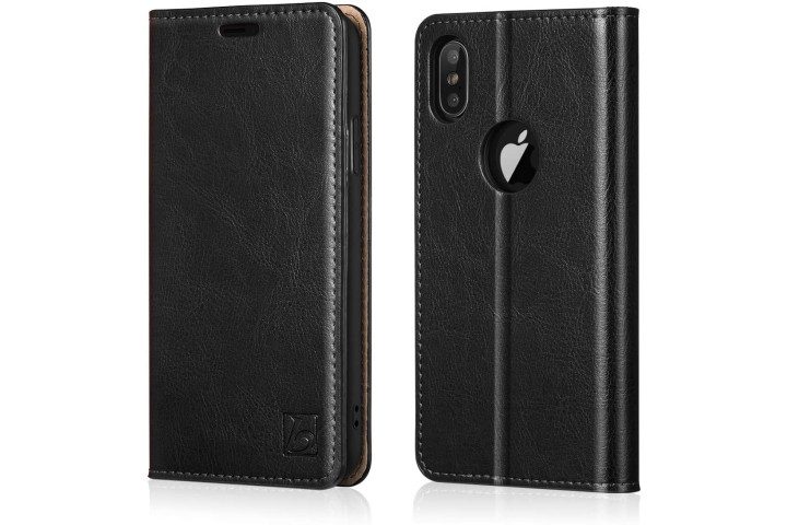 Belmay Leather Wallet Case in black for iPhone X.
