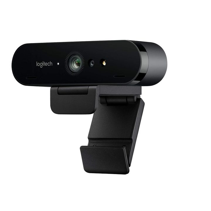 Logitech BRIO Ultra HD webcam on a white background.