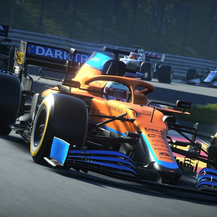 F1 2021 player racing around the track.