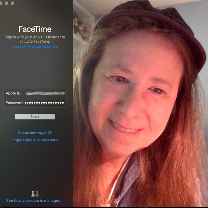 FaceTime desktop interface.