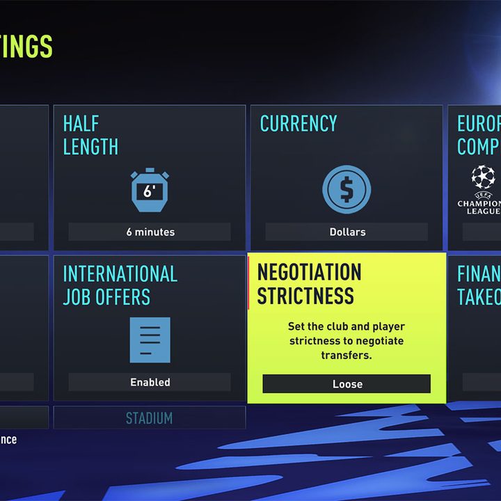 The negotiation strictness option in FIFA 22.