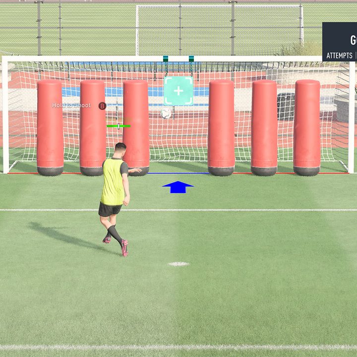 A penalty taking training session in FIFA 22.