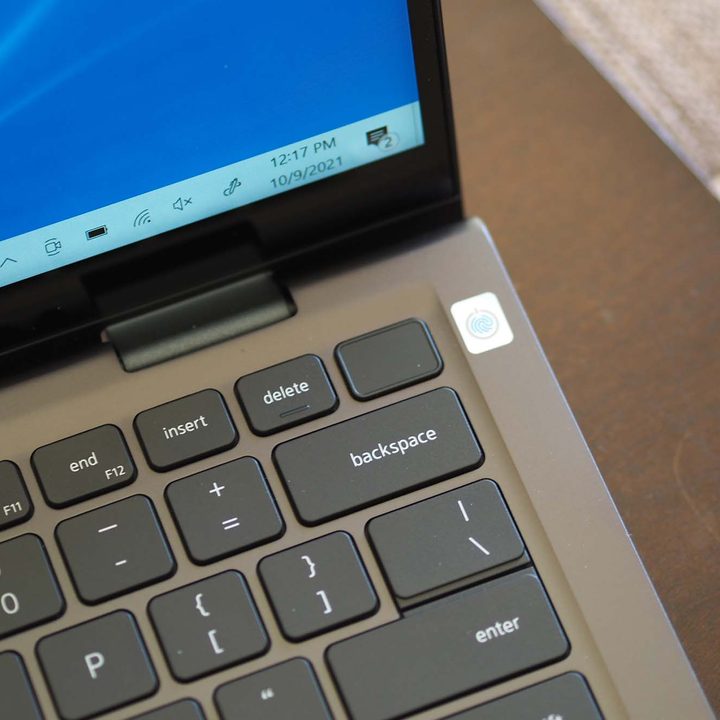 The Dell Inspiron 14 2-in-1 finger print scanner.