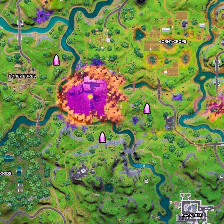 Map of Corruption Clusters in Fortnite.