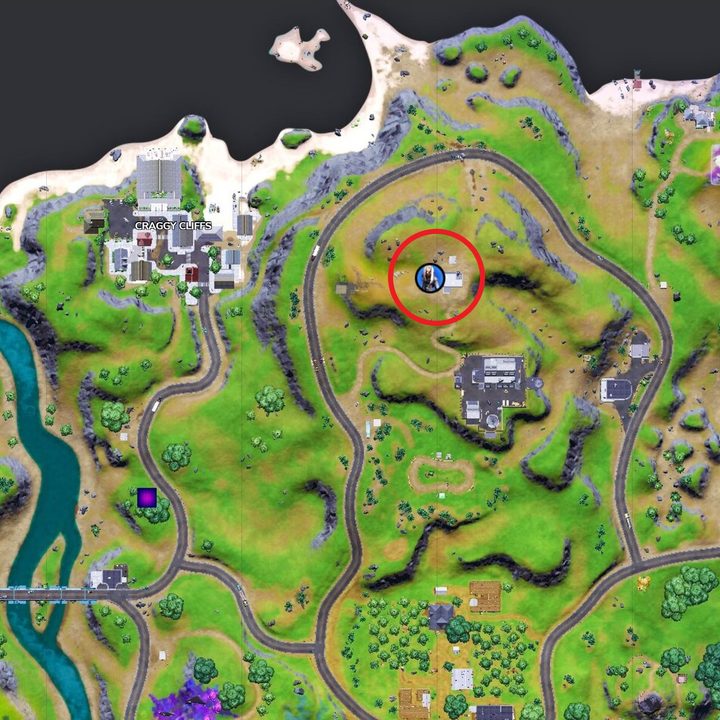 Map of Nitehare's location in Fortnite.
