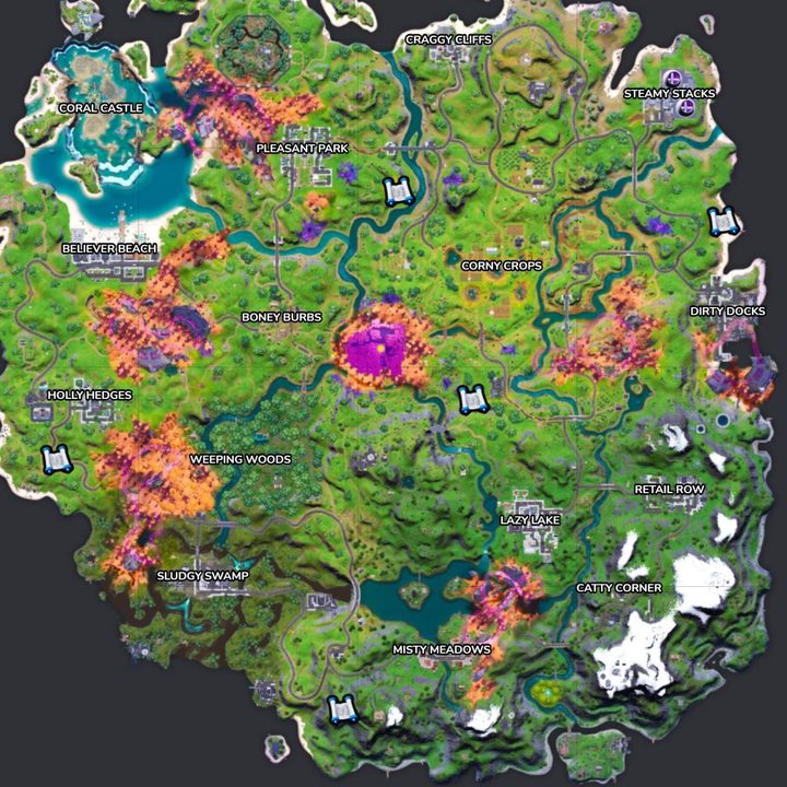 Map of scrolls in Fortnite.