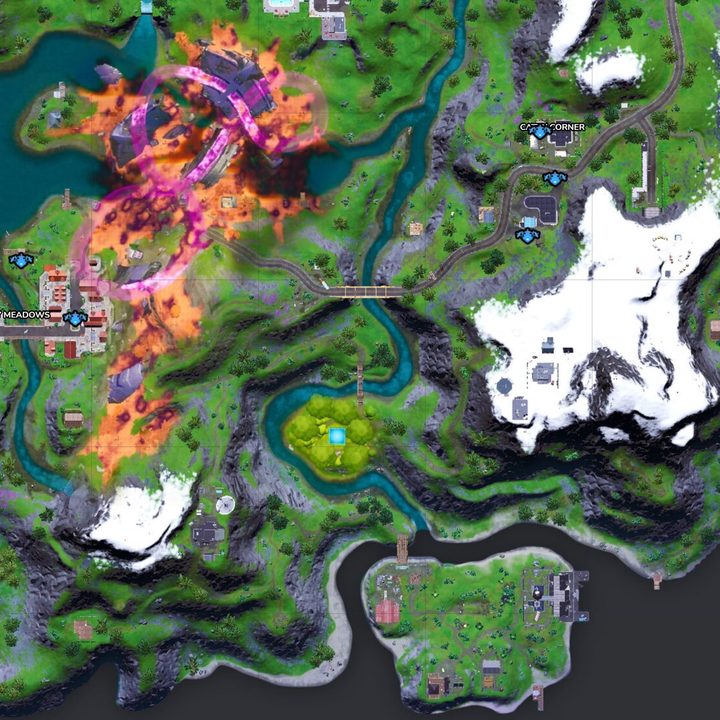 Map of seismograph locations in Fortnite.