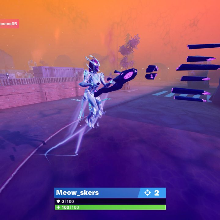 Cube Monster with Sideways weapon in Fortnite.