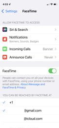 FaceTime on iPhone set notifications.