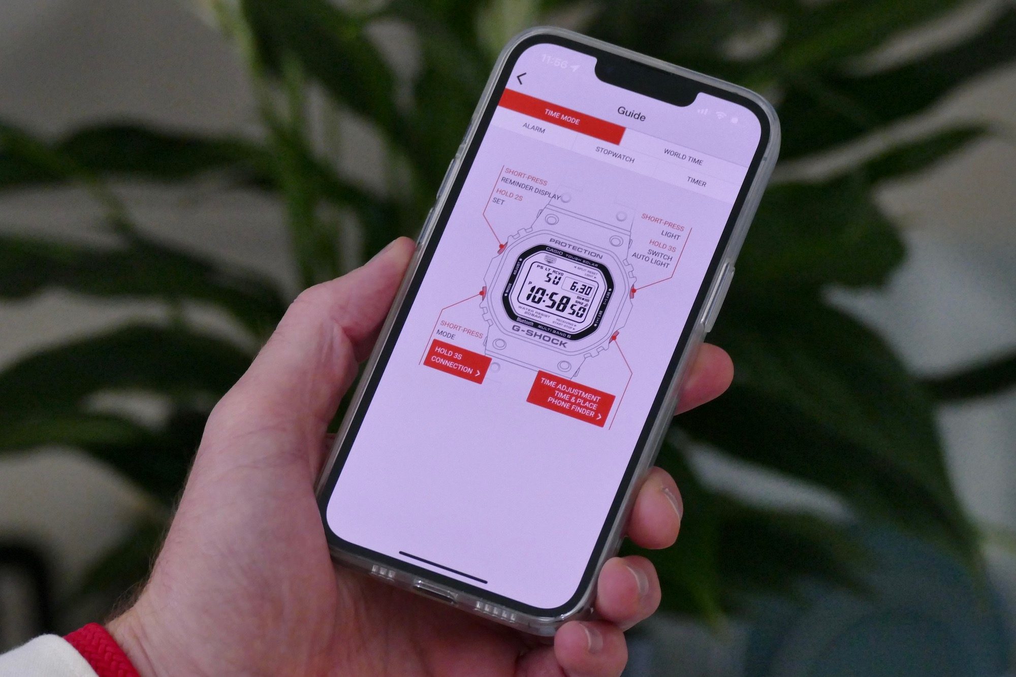 The G Shock GMWB5000TVA's app guide.