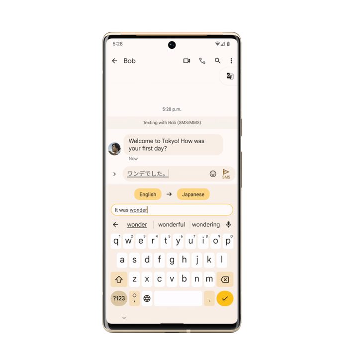 Google Pixel 6 Pro tensor Google translate speech recognition English to Japanese.