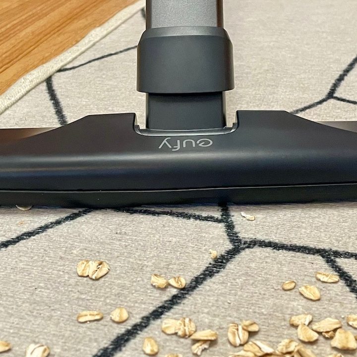 The Eufy HomeVac H30 with mop-head attachment.