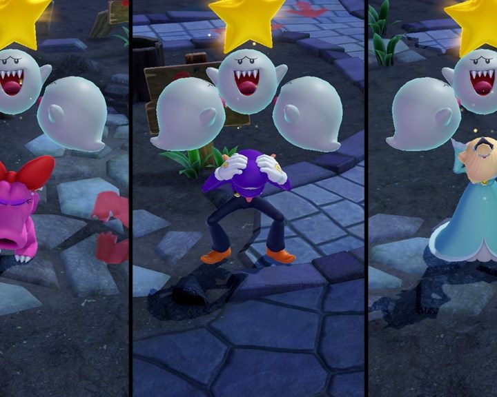 Boos steal stars from several players in Mario Party Superstars.