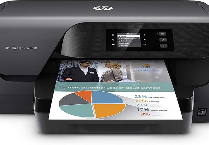 HP OfficeJet Pro 8210 Wireless Color Printer on a white background.