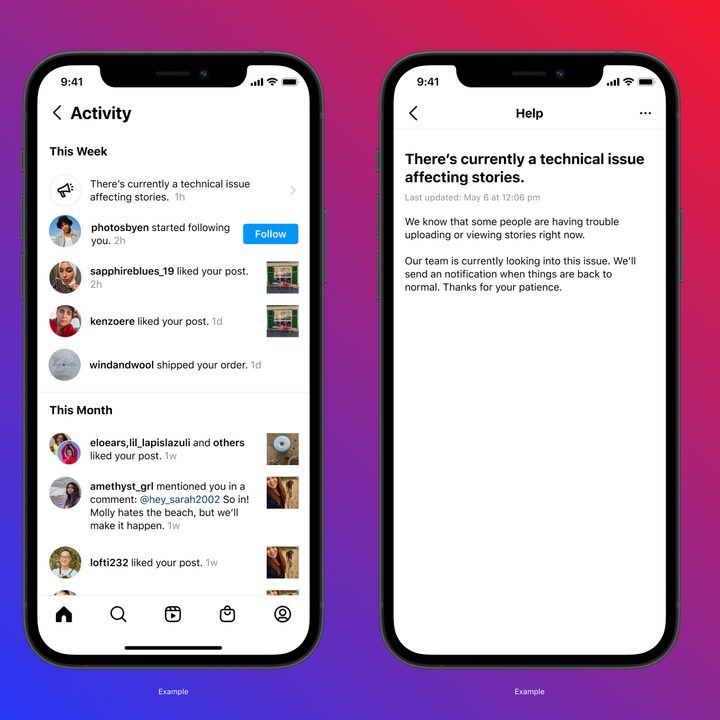 Instagram debuts a new outage warning on mobile.