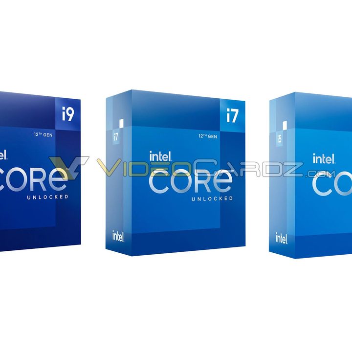 Intel Core 12th-gen processor boxes.