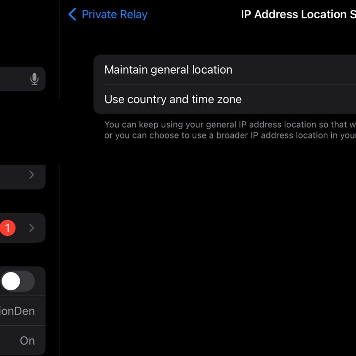 Choose your preferred Private Relay regional option.