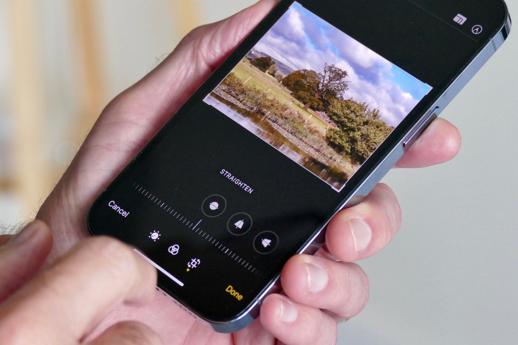 Photo editing on the iPhone 13 Pro.