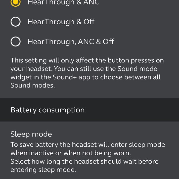 Jabra Sound+ app.