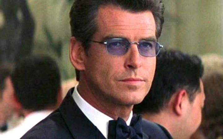 Pierce Brosnan as James Bond with his X-ray sunglasses.