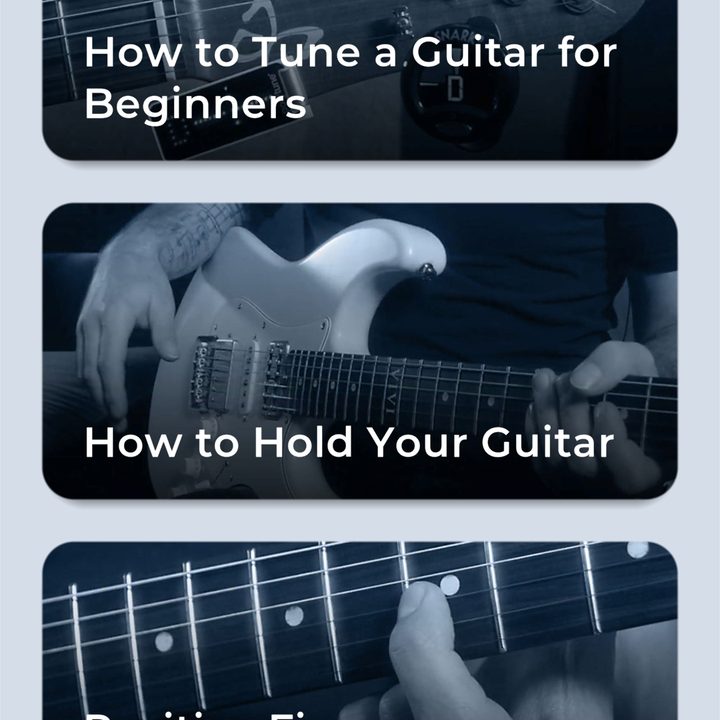 Justin Guitar Beginner Lessons app showing how to tune a guitar.