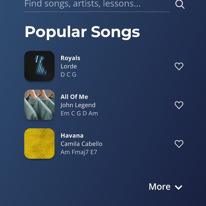 Justin Guitar Beginner Lessons app showing Popular songs and artists.