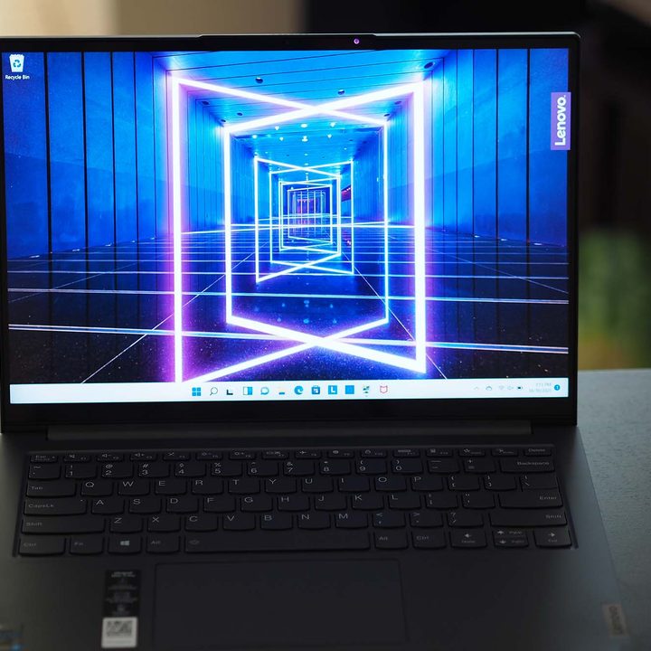 Lenovo IdeaPad Slim 7i Pro sitting on a table.