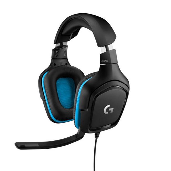 The Logitech G432 gaming headset with the microphone extended.