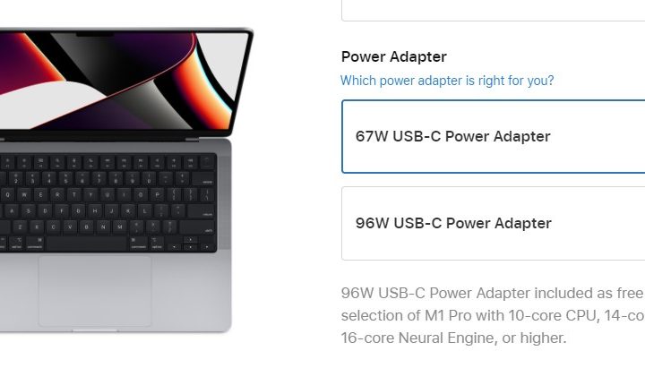 2021 MacBook Pro power adapter option.