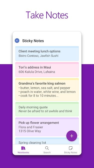 Microsoft OneNote take notes.