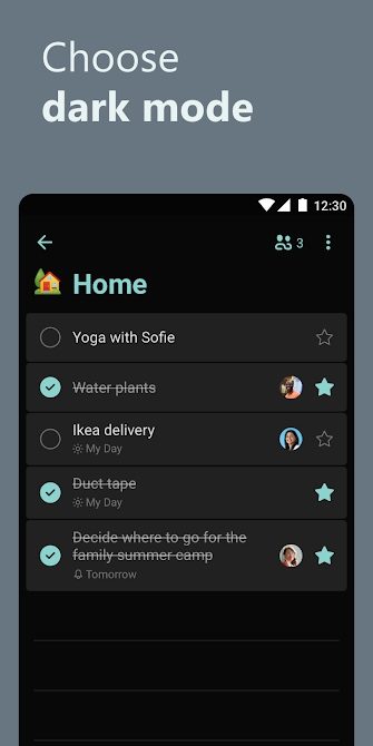 Microsoft To Do Home Screen.