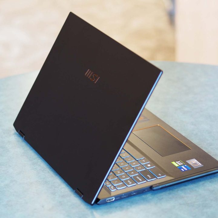 Back view of the MSI Summit E16 Flip.