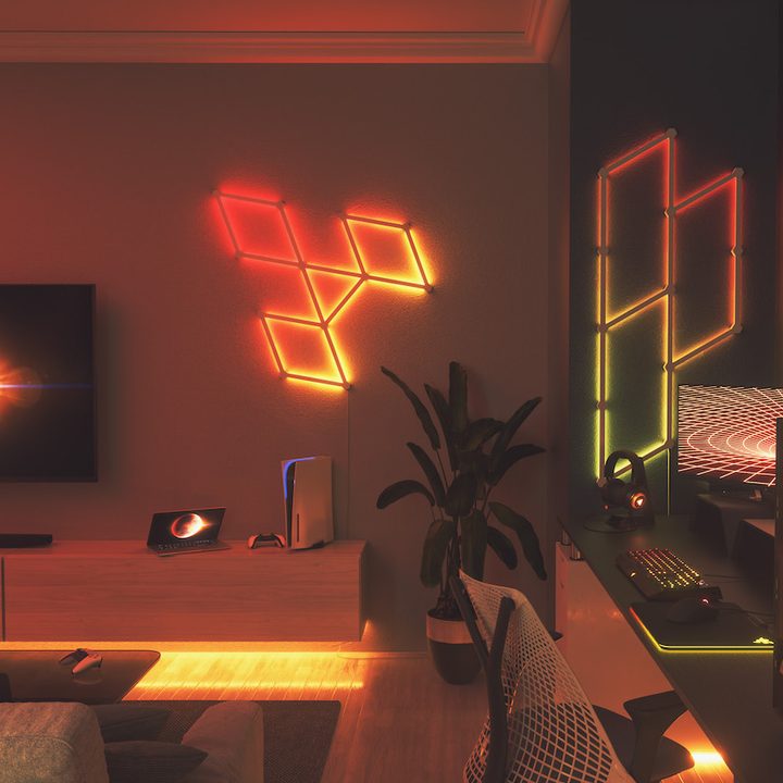 Nanoleaf Lines placed on wall.