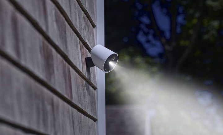 The Simplisafe Outdoor Camera mounted outside.