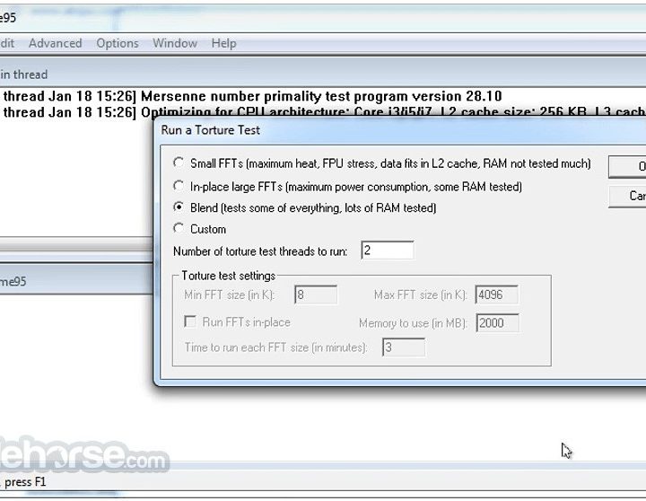 Prime 95 CPU stress test.