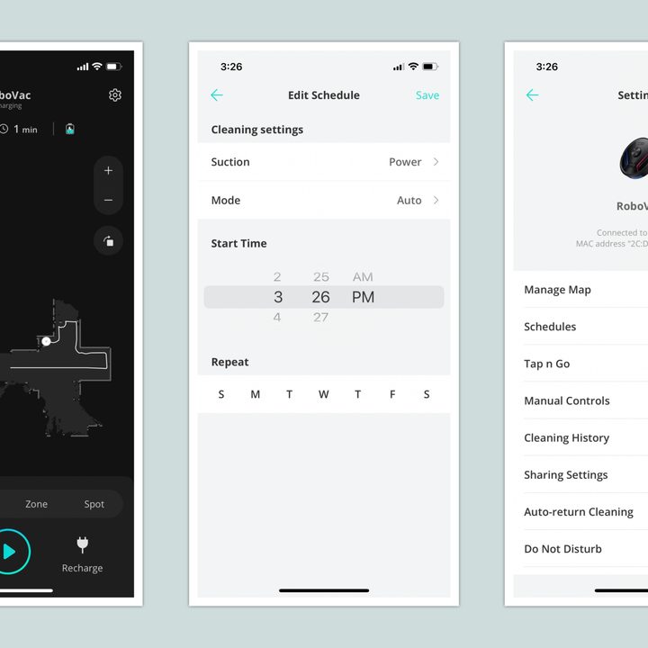 App screens from the EufyHome app.