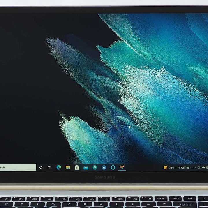 Closeup on the Samsung Galaxy Book for business's display.