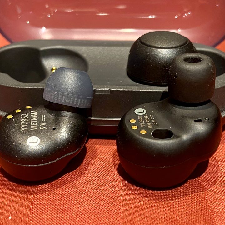 Sony WF-C500 true wireless earbuds side by side with Sony WF-1000XM4.
