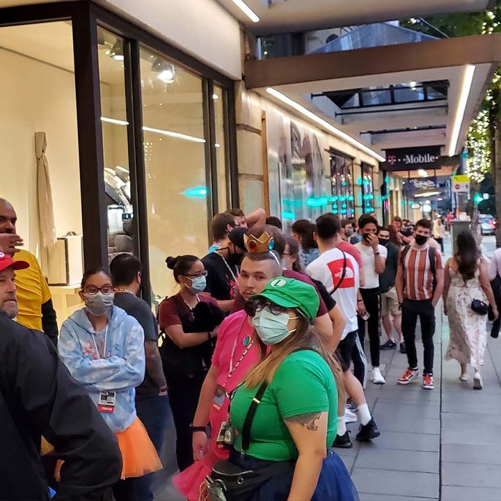 The long line outside of one of the PAX West parties
