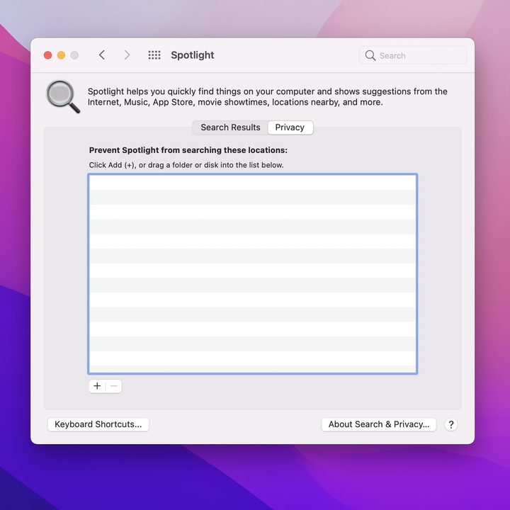 reindexing spotlight in macos.