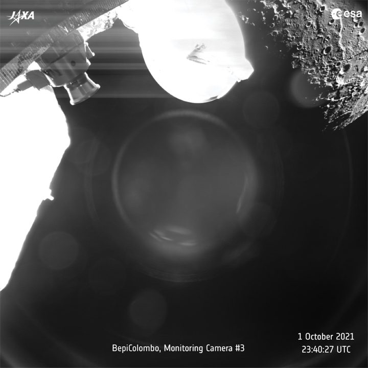 View of Mercury captured by the BepiColombo mission October 2021 as the spacecraft flew past the planet for a gravity assist maneuver.