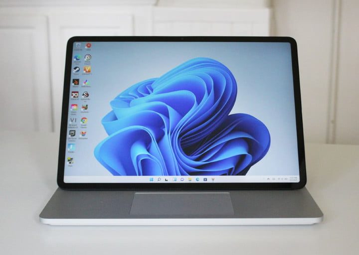 The front of the Surface Laptop Studio in Stage Mode.